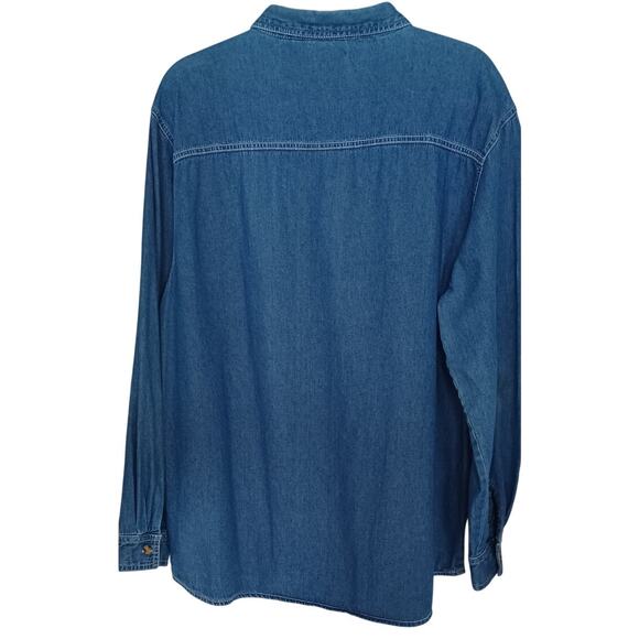 Vintage Bobbie Brooks Denim Shirt Women's XL Embroidered Christmas Village Scene - Picture 4 of 6